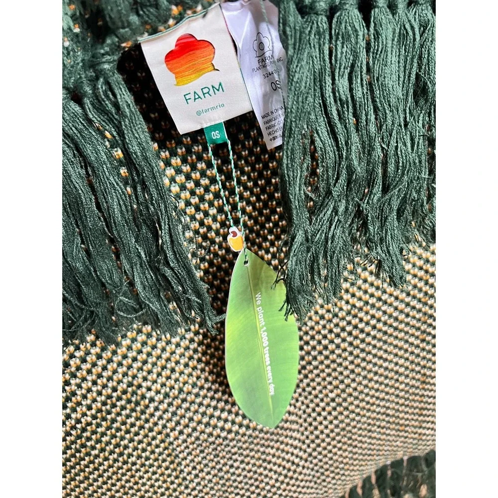 NWT Farm Rio Oh So Cozy Brazil Toucan Blanket 60 x 80 Red Green Acrylic Fringe
